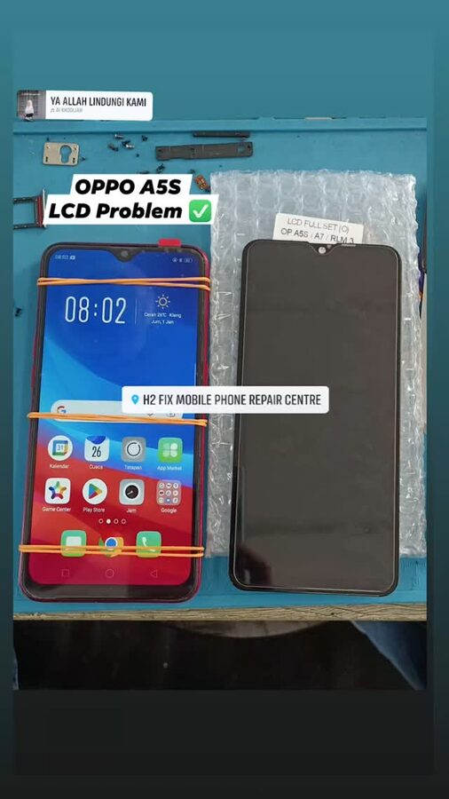 Masalah LCD Oppo A5S selesai dibaiki